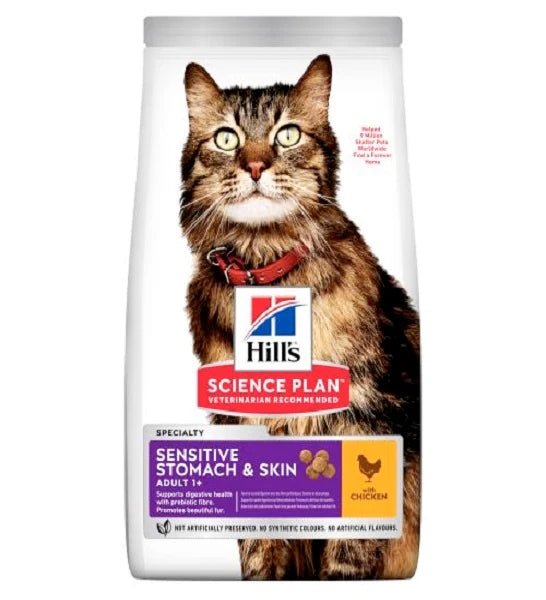 Bag of Hills Science Plan cat food with a cat on the label