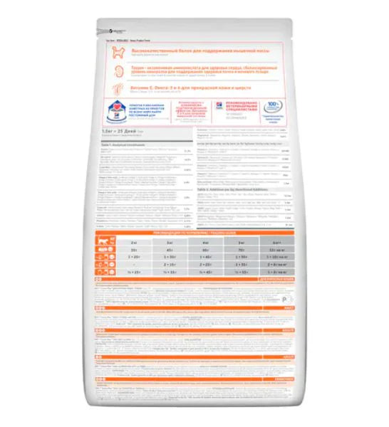 Hill's Science Plan Tuna Adult Dry Cat Food packaging with nutritional information on a white background