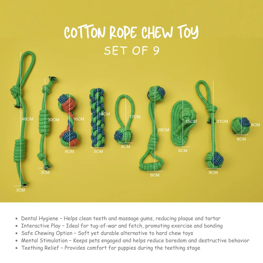 Cotton Rope Dog Chew Toy Set (9pcs)