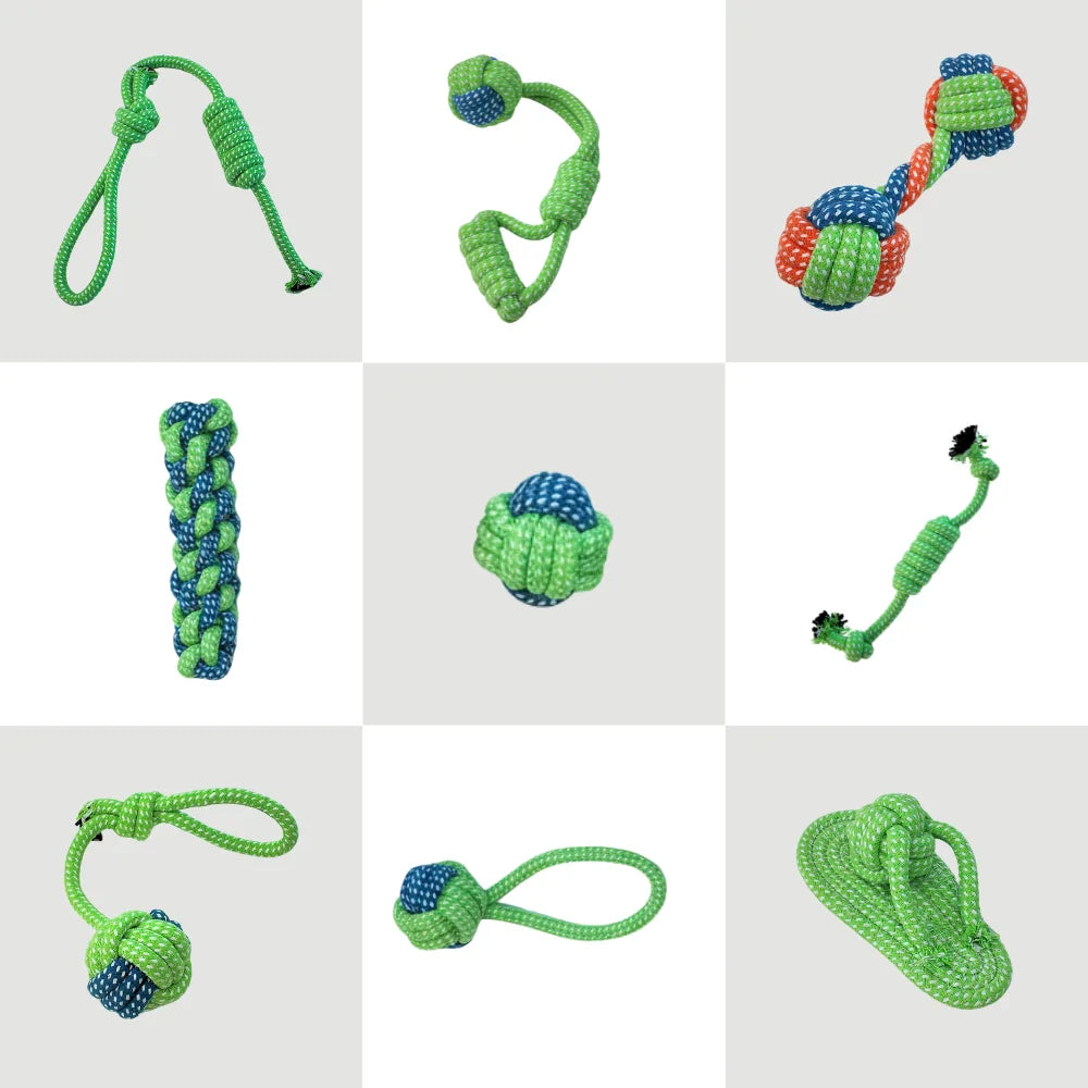 Cotton Rope Dog Chew Toy Set (9pcs)